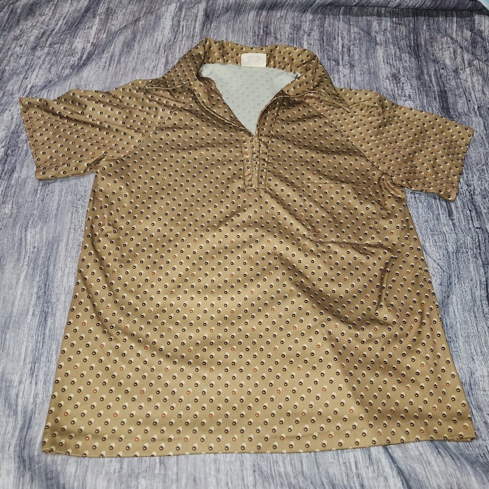 Feelin Free California 70's Mod Polka Dot Shirt Top Blouse Retro Vintage L